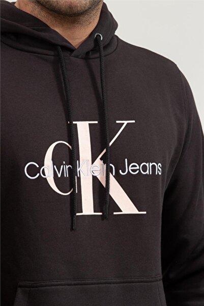 Calvin Klein Seasonal Monologo Regular Hoodie Erkek Kapüşonlu Sweatshirt