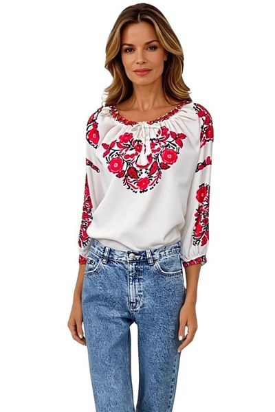rody's forever Women's blouse type ie R25 white crystal/red