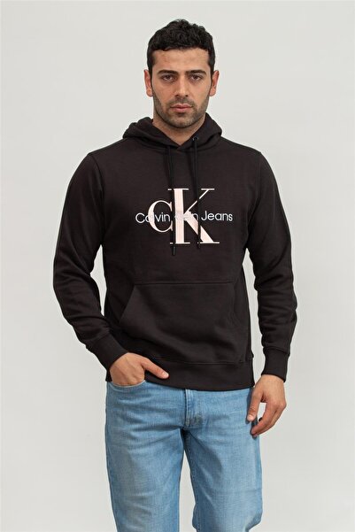 Calvin Klein Seasonal Monologo Regular Hoodie Erkek Kapüşonlu Sweatshirt