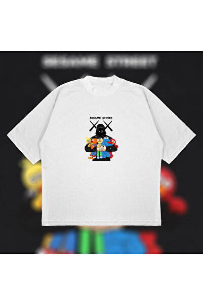 Tarzsokak Tricou unisex oversize Kaws X Sesame Street Boxy Fit – Tricou impri...