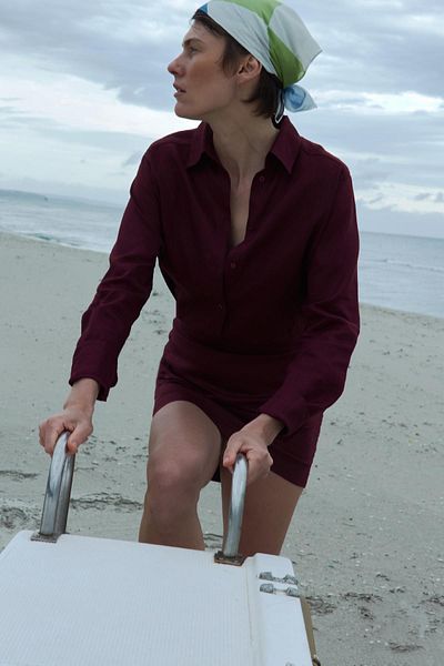 Suud Collection Plum 100% Linen Nora Shirt