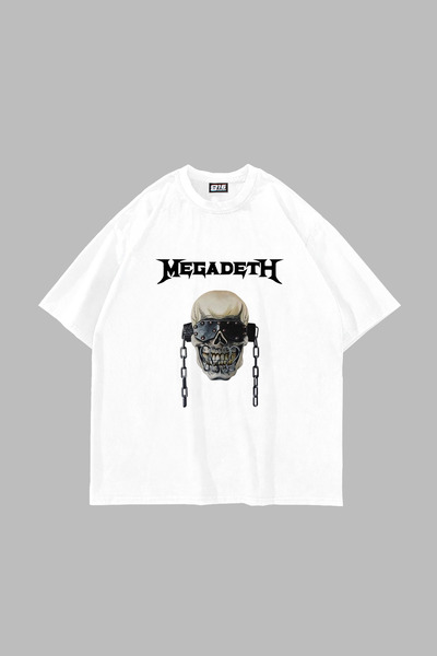 Tarzsokak Adrift Megadeth Printed Alb Unisex Oversize