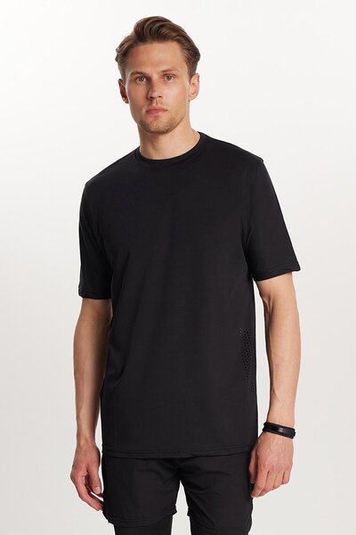 Tudors Ανδρικό μπλουζάκι από βαμβακερό απλό βασικό εμπριμέ με λαιμόκοψη σε κανονική εφαρμογή