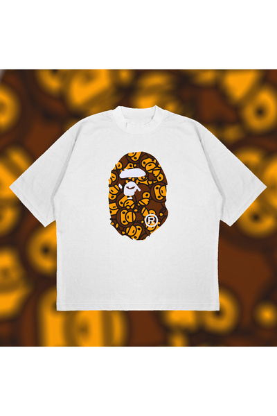 Tarzsokak تي شيرت All Baby Milo Big Ape Head تي شيرت مربع الشكل كبير الحجم لل...