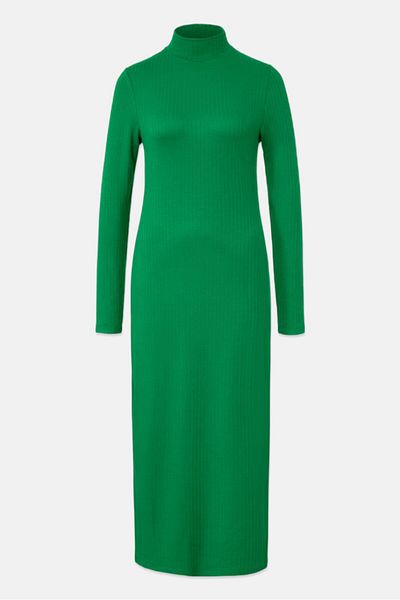 Tchibo Women Textured Midi Dress, Green