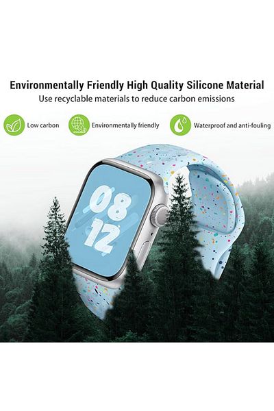 REDz Accessories Curea perforată cu picături colorate, sport, pentru Apple Watch, silicon, albastră - 38/40/41 mm