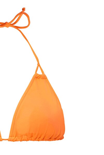 AQUAVİVA Women's Neon Orange Stella Halterneck Drawstring Triangle Bikini Set