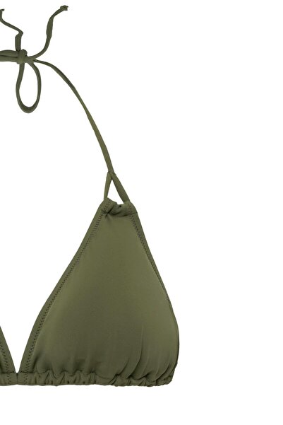 AQUAVİVA Kadın Haki Yeşil Stella Boyundan Bağlı Yanı İpli Üçgen Bikini Takımı
