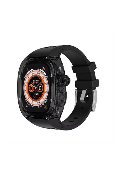 REDz Accessories Curea hibridă cu carcasă rezistentă la șocuri, Apple Watch Ultra 49 mm, reglabilă, silicon, negru și negru