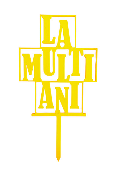 OEM Topper tort, "LA MULTI ANI", zi de nastere, 17, 9 x 9, 5 cm galben