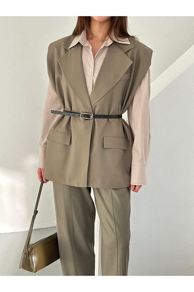 EFİL 7449 Model Khaki Belted Vest