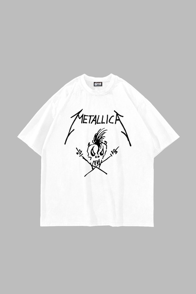 Tarzsokak Metallifukinca Imprimat Oversize Unisex Alb