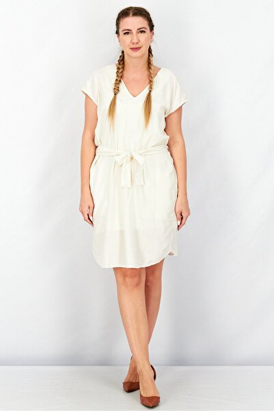 Splendid Women Plain Belted Tie Mini Dress, Cream
