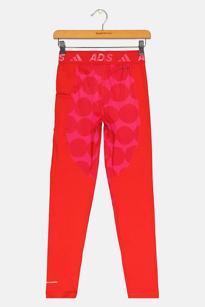 adidas Kids Girl Brand Logo Pull On Training Leggings, Red