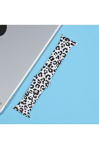 REDz Accessories Silicone Strap, Print, Animal Print, For Apple Watch, White/black - 38/40/41 Mm