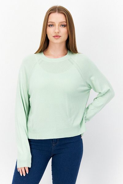 French Connection Women Round Neck Long Sleeves Plain Sweater, Mint