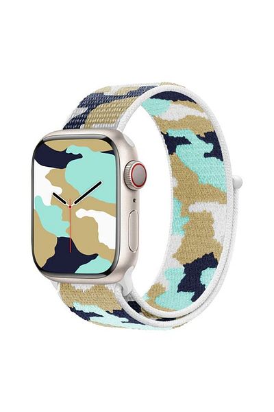 REDz Accessories Curea sport, compatibilă cu Apple Watch, nailon, model Hedgehog, camuflaj alb - 38/40/41 mm