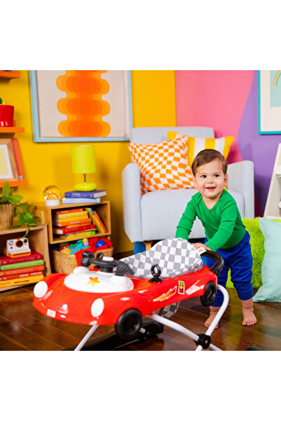 Bright Starts Little Speedster – 3-in-1 Red Racer Baby Car Walker with Toy Station, 6–24 Months