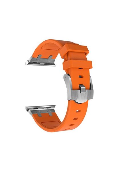 REDz Accessories Flexi Steel Strap, Sport, For Apple Watch, Silicone/metal, Orange/silver - 44/45/46/49 Mm