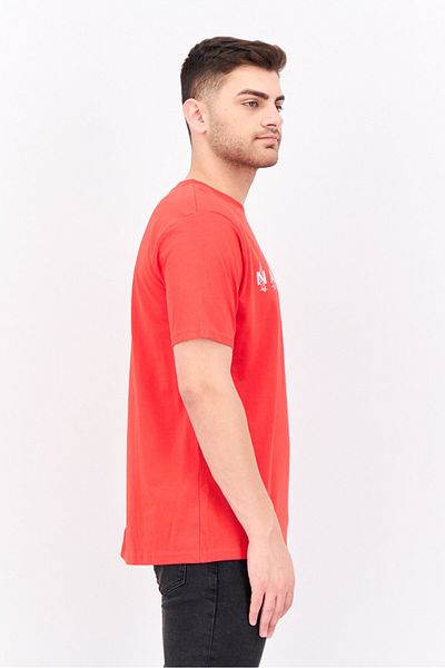Nautica Men Crew Neck Short Sleeves Brand Logo T-shirt, Red