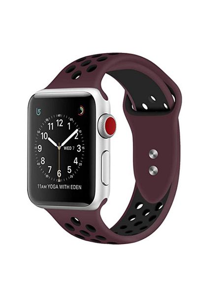 REDz Accessories Perforated Sport Band For Apple Watch, Silicone, Burgundy/black - 38/40/41 Mm, Large