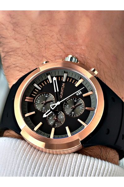Quantum Function 10 Atm Waterproof 24 Months Guarantee Black-Copper Color Men's Wristwatch 1004.451Mr