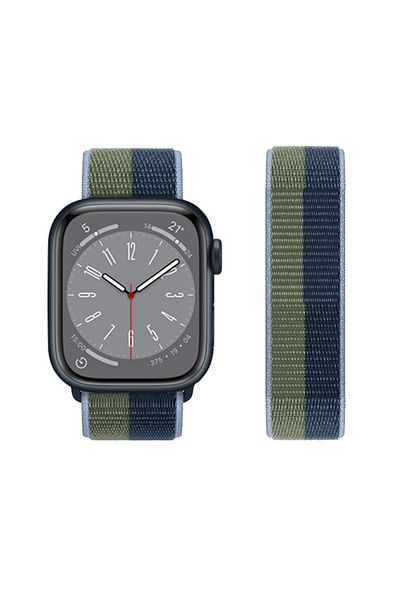 REDz Accessories Curea din nailon, compatibilă cu Apple Watch, Hedgehog, elastică, două culori, verde-albastru - 38/40/41 mm