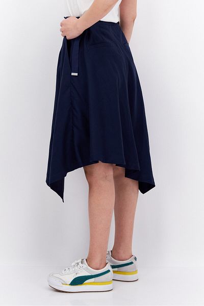 Esprit Women Plain Midi Skirt, Navy Blue