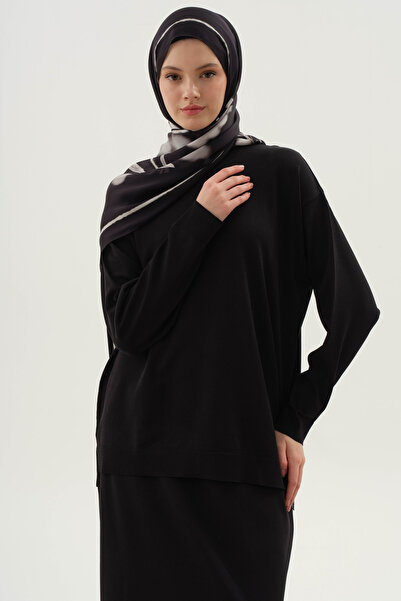 Tuğba Bluz Etek Triko Takım - Siyah