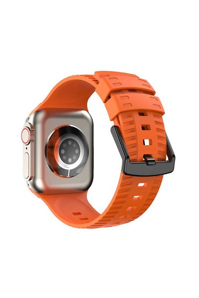 REDz Accessories Sport Band For Apple Watch, Engraved Pattern, Silicone, Orange - 38/40/41 Mm
