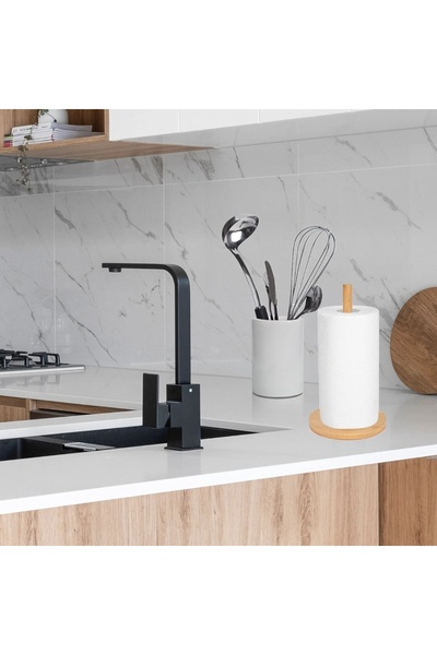 PUFO bamboo wooden paper roll holder, kitchen towels, 35 cm, brown