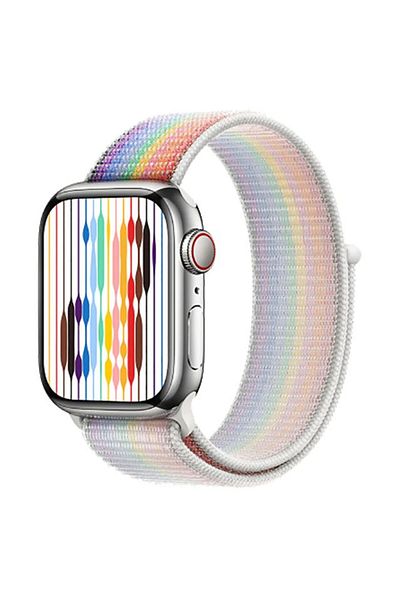 REDz Accessories Curea sport, compatibilă cu Apple Watch, nailon, Hedgehog, alb curcubeu - 44/45/46/49 mm