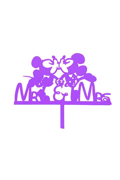 OEM Cake topper decoration, "Mr&Mrs, Mickey and Minnie", Disney model, 16.5 x 20 cm light purple