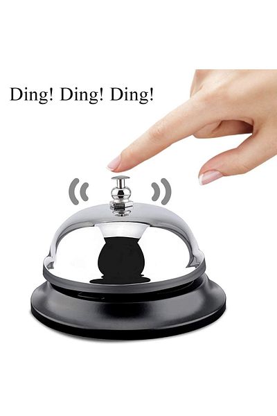 PUFO Metal doorbell for hotel reception, bars, restaurants, silver