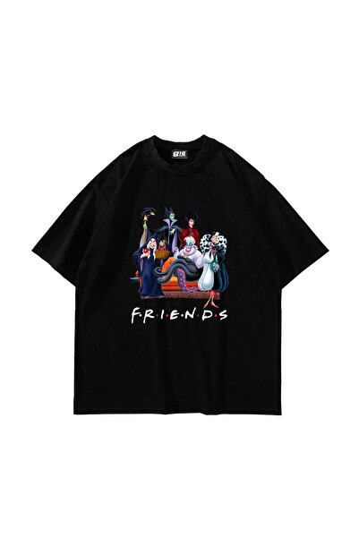 Tarzsokak Friends Printed Oversize Unisex Negru
