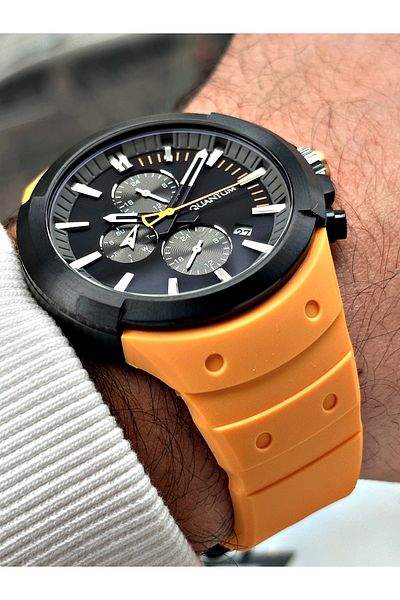 Quantum Function 10 Atm Waterproof 24 Months Guarantee Black-Yellow Color Men's Wrist Watch 1004.654Mr