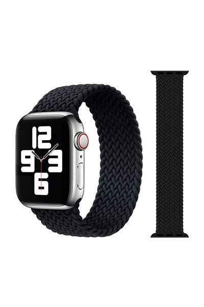 REDz Accessories Curea Solo Loop, compatibilă cu Apple Watch, elastică, neagră - 44/45/46/49 mm, mare