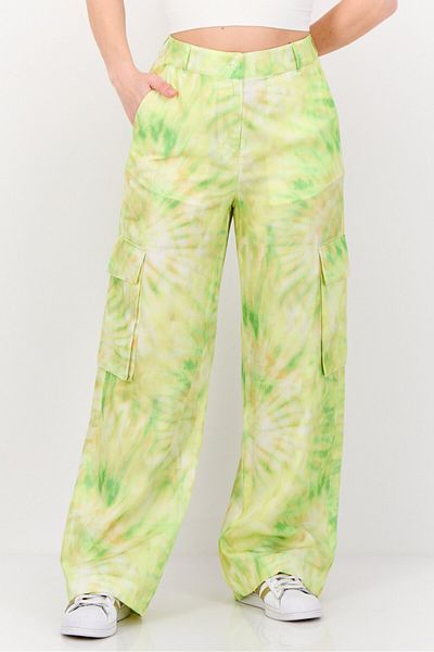 Esprit Women Regular Fit Tie Dye Cargo Pants, Multicolor