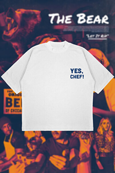 Tarzsokak Yes Chef! Baskılı Oversize Unisex Pamuklu Nefes Alan Kalın Kumaşlı