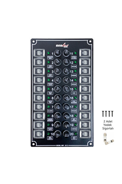 SomayStore Tekne Switch Panel Kontrol Paneli Dikey Model 20 Anahtar Sealux 14...