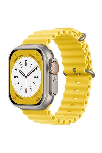 REDz Accessories Sport Band For Apple Watch, Ventilated, Waves Pattern, Yellow - 44/45/46/49 Mm