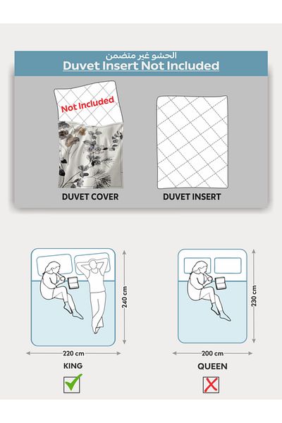 Donetella Printed Duvet Cover Set 6-Pcs – King Size 220x240 cm, Microfiber Fabric, No Filler Inside