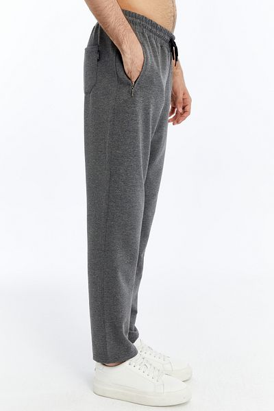 AXXEL Pantaloni de sport pentru bărbați, gri, cu buzunar cu fermoar, cu picioare drepte-p601