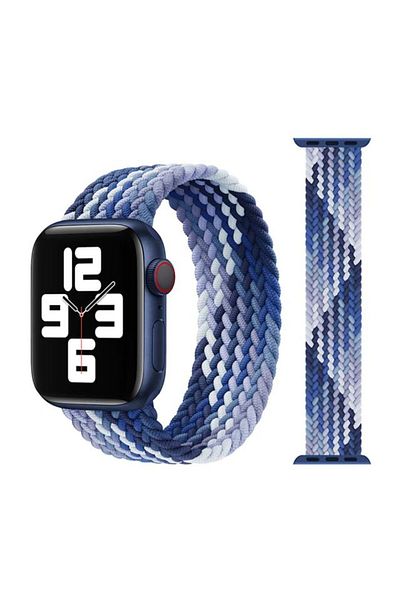 REDz Accessories Curea Solo Loop, compatibilă cu Apple Watch, elastică, albastră/violet - 38/40/41 mm, medie