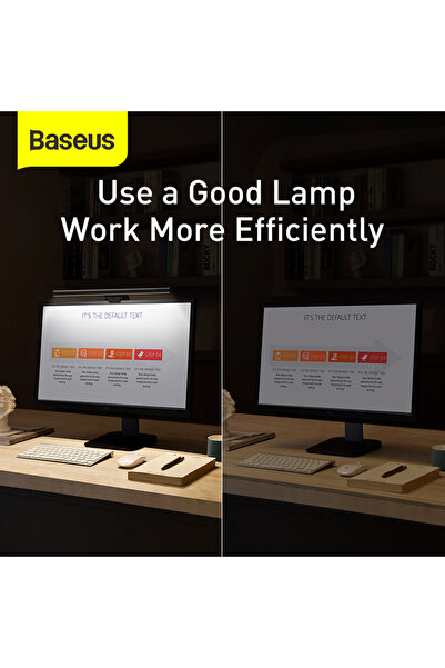 Baseus شريط إضاءة شاشة الكمبيوتر، مصباح حماية العين مزود بمنفذ USB، للقراءة الإلكترونية - أسود