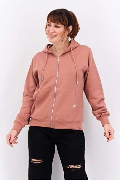Juice Women Hooded Plain Sweatshirt, Dark Pink