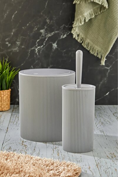 Kitchen Line YUVARLAK ÇÖP KOVASI & YUVARLAK TUVALET FIRÇASI SETİ İKİLİ BANYO ...