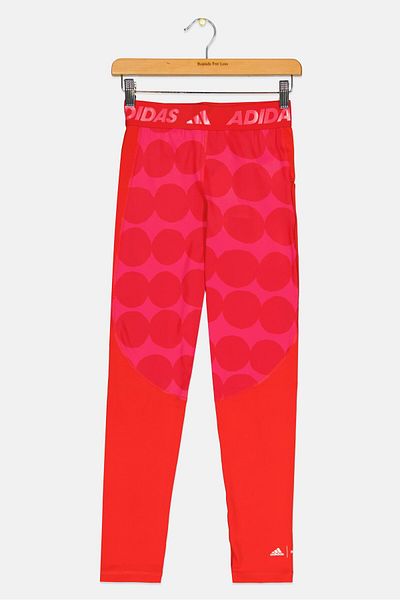 adidas Kids Girl Brand Logo Pull On Training Leggings, Red