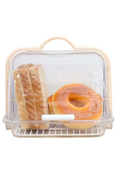 COOYA Portable Bread Box,with Handle & Transparent Lid & Removable Drain Rack,21x21x18 cm,for Storg Cakes