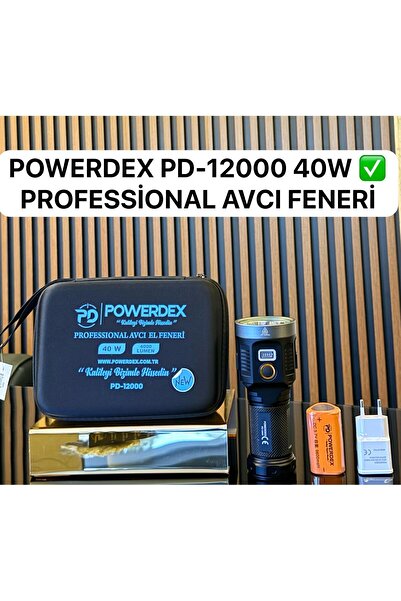 powerdex Pd-12000 Profesyonel Şarjlı Avcı El Feneri 40w 4000 Lümen